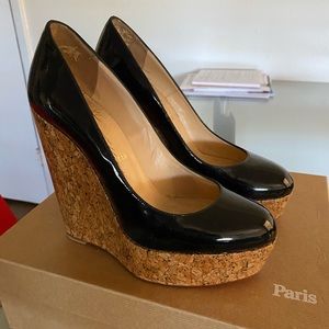 Christian Louboutin Patent Leather Cork Wedges